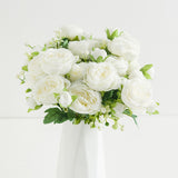 2 Bunches Artificial Peonies Romantic Vivid 6cm Diameter Attractive Decorative Light Weight Faux Peonies Decoration White - Close-Up Angle