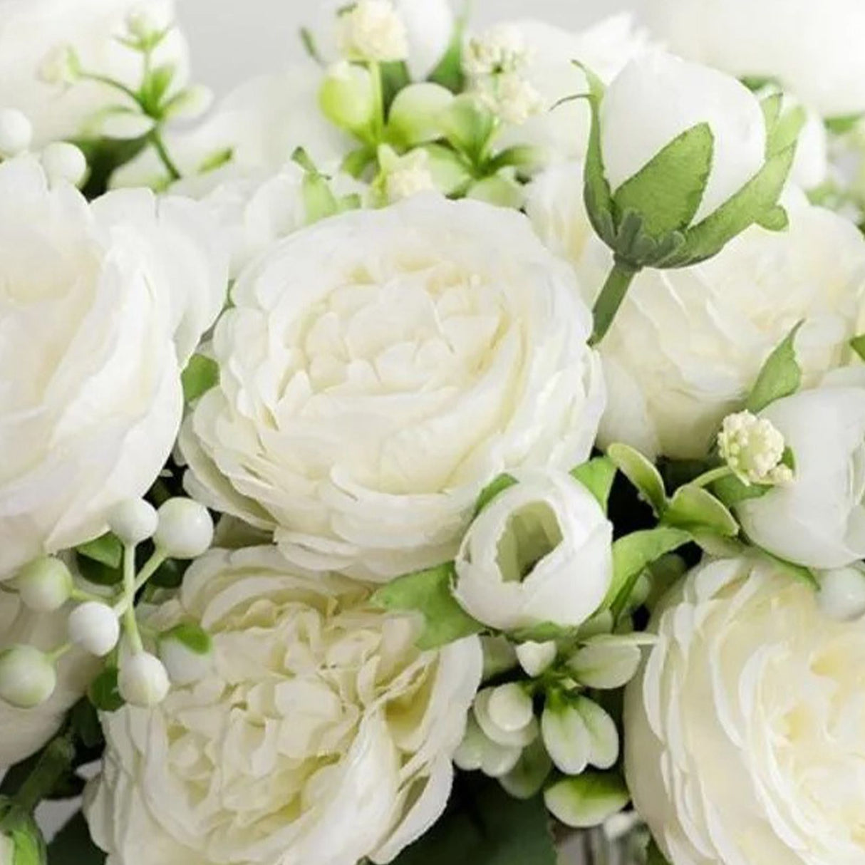 2 Bunches Artificial Peonies Romantic Vivid 6cm Diameter Attractive Decorative Light Weight Faux Peonies Decoration White