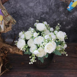 2 Bunches Artificial Peonies Romantic Vivid 6cm Diameter Attractive Decorative Light Weight Faux Peonies Decoration White