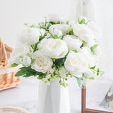 2 Bunches Artificial Peonies Romantic Vivid 6cm Diameter Attractive Decorative Light Weight Faux Peonies Decoration White