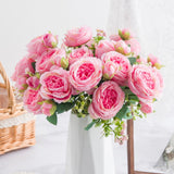 2 Bunches Artificial Peonies Romantic Vivid 6cm Diameter Attractive Decorative Light Weight Faux Peonies Decoration Pink - 45-Degree Angle