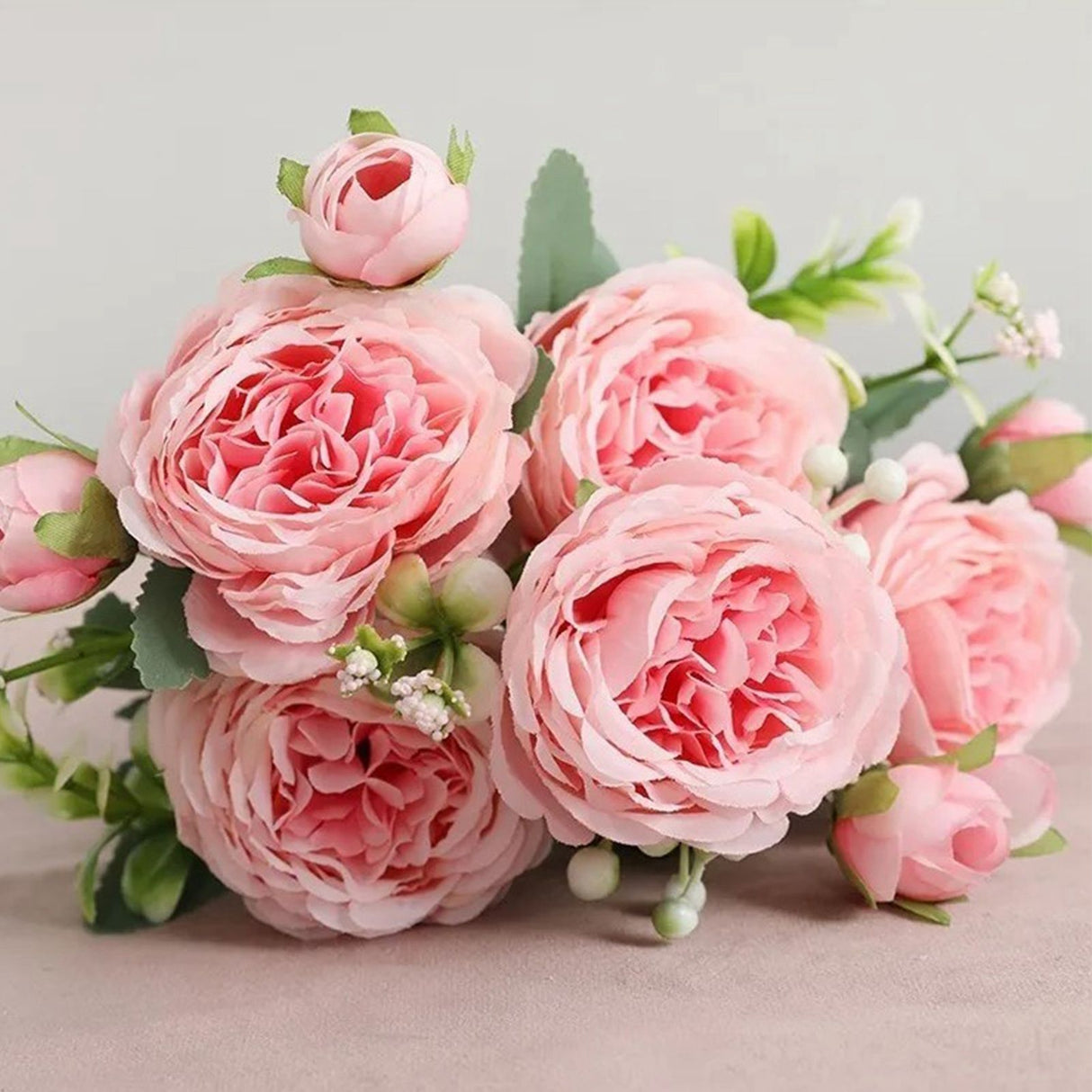 2 Bunches Artificial Peonies Romantic Vivid 6cm Diameter Attractive Decorative Light Weight Faux Peonies Decoration Pink