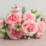 2 Bunches Artificial Peonies Romantic Vivid 6cm Diameter Attractive Decorative Light Weight Faux Peonies Decoration Pink - Low Angle
