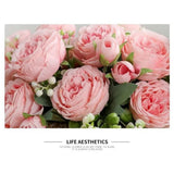 2 Bunches Artificial Peonies Romantic Vivid 6cm Diameter Attractive Decorative Light Weight Faux Peonies Decoration Pink