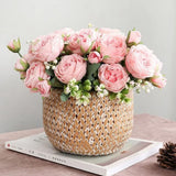 2 Bunches Artificial Peonies Romantic Vivid 6cm Diameter Attractive Decorative Light Weight Faux Peonies Decoration Pink