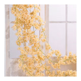 Artificial Flower Rattan Single 1.8m 135pcs Flowers Head Vivid Decorative Silk Plastic Hanging Fake Rattan for Decoration Champagne - Side View