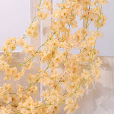 Artificial Flower Rattan Single 1.8m 135pcs Flowers Head Vivid Decorative Silk Plastic Hanging Fake Rattan for Decoration Champagne - Low Angle