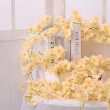 Artificial Flower Rattan Single 1.8m 135pcs Flowers Head Vivid Decorative Silk Plastic Hanging Fake Rattan for Decoration Champagne - Extra Image