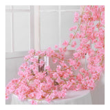 Artificial Flower Rattan Single 1.8m 135pcs Flowers Head Vivid Decorative Silk Plastic Hanging Fake Rattan for Decoration Light Pink - Side View