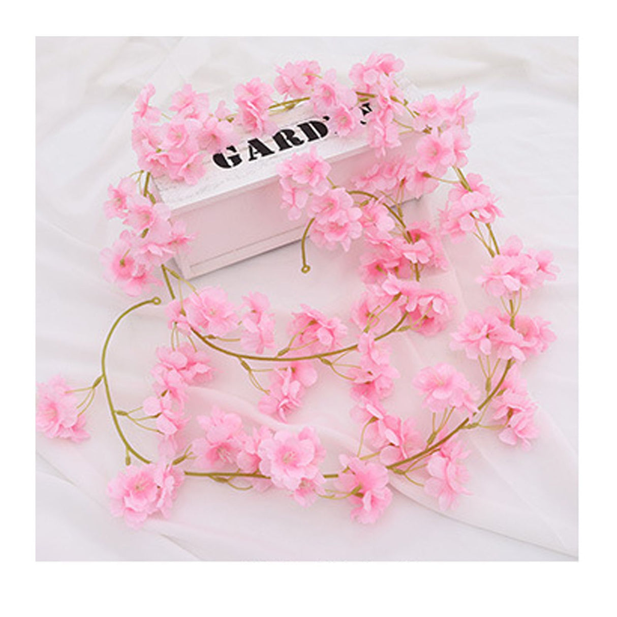 Artificial Flower Rattan Single 1.8m 135pcs Flowers Head Vivid Decorative Silk Plastic Hanging Fake Rattan for Decoration Light Pink