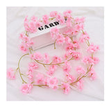 Artificial Flower Rattan Single 1.8m 135pcs Flowers Head Vivid Decorative Silk Plastic Hanging Fake Rattan for Decoration Light Pink - Rear View