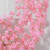 Artificial Flower Rattan Single 1.8m 135pcs Flowers Head Vivid Decorative Silk Plastic Hanging Fake Rattan for Decoration Light Pink