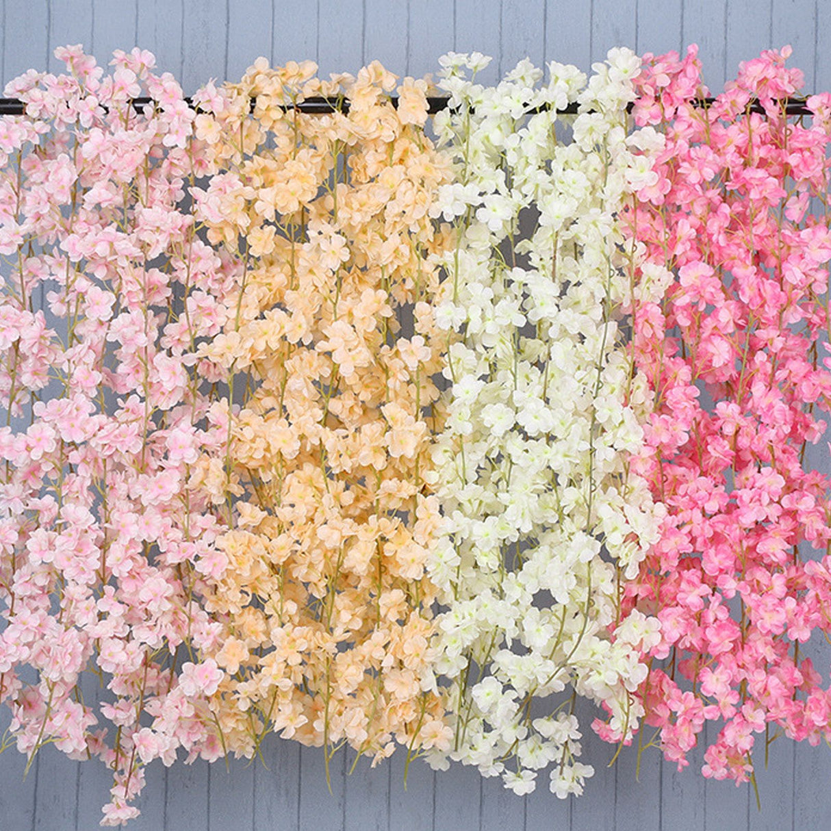 Artificial Flower Rattan Single 1.8m 135pcs Flowers Head Vivid Decorative Silk Plastic Hanging Fake Rattan for Decoration Light Pink