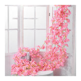 Artificial Flower Rattan Single 1.8m 135pcs Flowers Head Vivid Decorative Silk Plastic Hanging Fake Rattan for Decoration Deep Pink