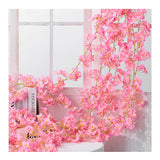 Artificial Flower Rattan Single 1.8m 135pcs Flowers Head Vivid Decorative Silk Plastic Hanging Fake Rattan for Decoration Deep Pink