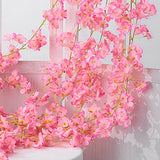 Artificial Flower Rattan Single 1.8m 135pcs Flowers Head Vivid Decorative Silk Plastic Hanging Fake Rattan for Decoration Deep Pink - Low Angle