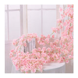 Artificial Flower Rattan Single 1.8m 135pcs Flowers Head Vivid Decorative Silk Plastic Hanging Fake Rattan for Decoration Flesh Pink - Side View