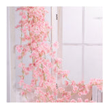 Artificial Flower Rattan Single 1.8m 135pcs Flowers Head Vivid Decorative Silk Plastic Hanging Fake Rattan for Decoration Flesh Pink