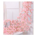 Artificial Flower Rattan Single 1.8m 135pcs Flowers Head Vivid Decorative Silk Plastic Hanging Fake Rattan for Decoration Flesh Pink - 45-Degree Angle