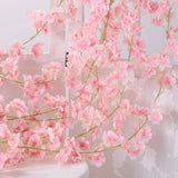 Artificial Flower Rattan Single 1.8m 135pcs Flowers Head Vivid Decorative Silk Plastic Hanging Fake Rattan for Decoration Flesh Pink