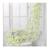 Artificial Flower Rattan Single 1.8m 135pcs Flowers Head Vivid Decorative Silk Plastic Hanging Fake Rattan for Decoration White