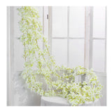 Artificial Flower Rattan Single 1.8m 135pcs Flowers Head Vivid Decorative Silk Plastic Hanging Fake Rattan for Decoration White