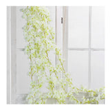Artificial Flower Rattan Single 1.8m 135pcs Flowers Head Vivid Decorative Silk Plastic Hanging Fake Rattan for Decoration White
