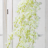 Artificial Flower Rattan Single 1.8m 135pcs Flowers Head Vivid Decorative Silk Plastic Hanging Fake Rattan for Decoration White