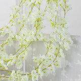 Artificial Flower Rattan Single 1.8m 135pcs Flowers Head Vivid Decorative Silk Plastic Hanging Fake Rattan for Decoration White