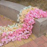 Artificial Flower Rattan Single 1.8m 135pcs Flowers Head Vivid Decorative Silk Plastic Hanging Fake Rattan for Decoration White - Extra Image