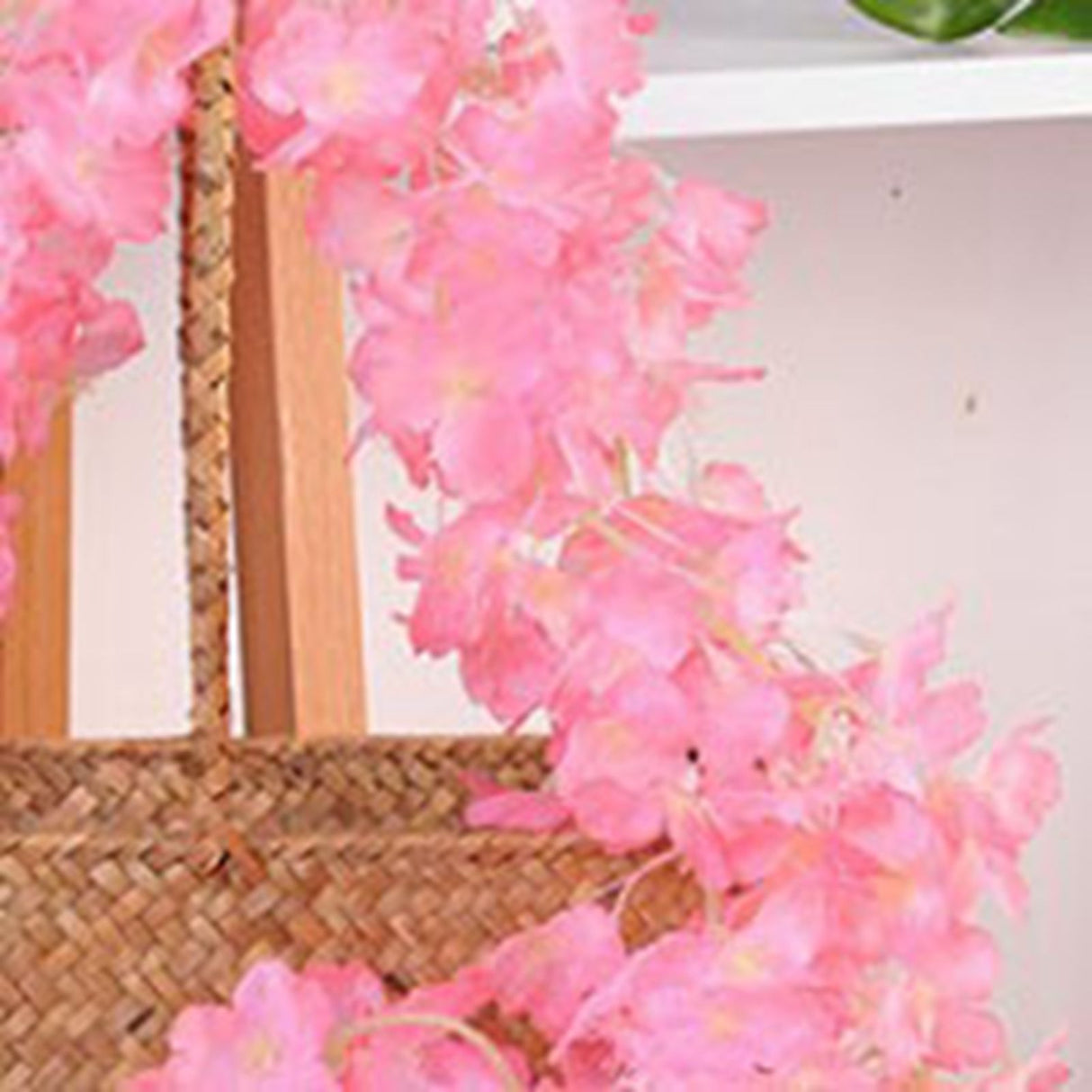 1.8m 256 Simulated Artificial Sakura Flower Garland Hanging Vines for Spring Home Room Wedding Party Decor Dark Pink