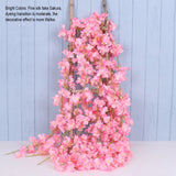 1.8m 256 Simulated Artificial Sakura Flower Garland Hanging Vines for Spring Home Room Wedding Party Decor Dark Pink - Extra Image