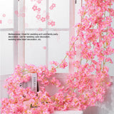 1.8m 256 Simulated Artificial Sakura Flower Garland Hanging Vines for Spring Home Room Wedding Party Decor Dark Pink - Extra Image