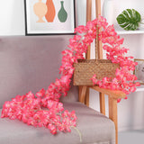 1.8m 256 Simulated Artificial Sakura Flower Garland Hanging Vines for Spring Home Room Wedding Party Decor Rose Red - Top-Down View