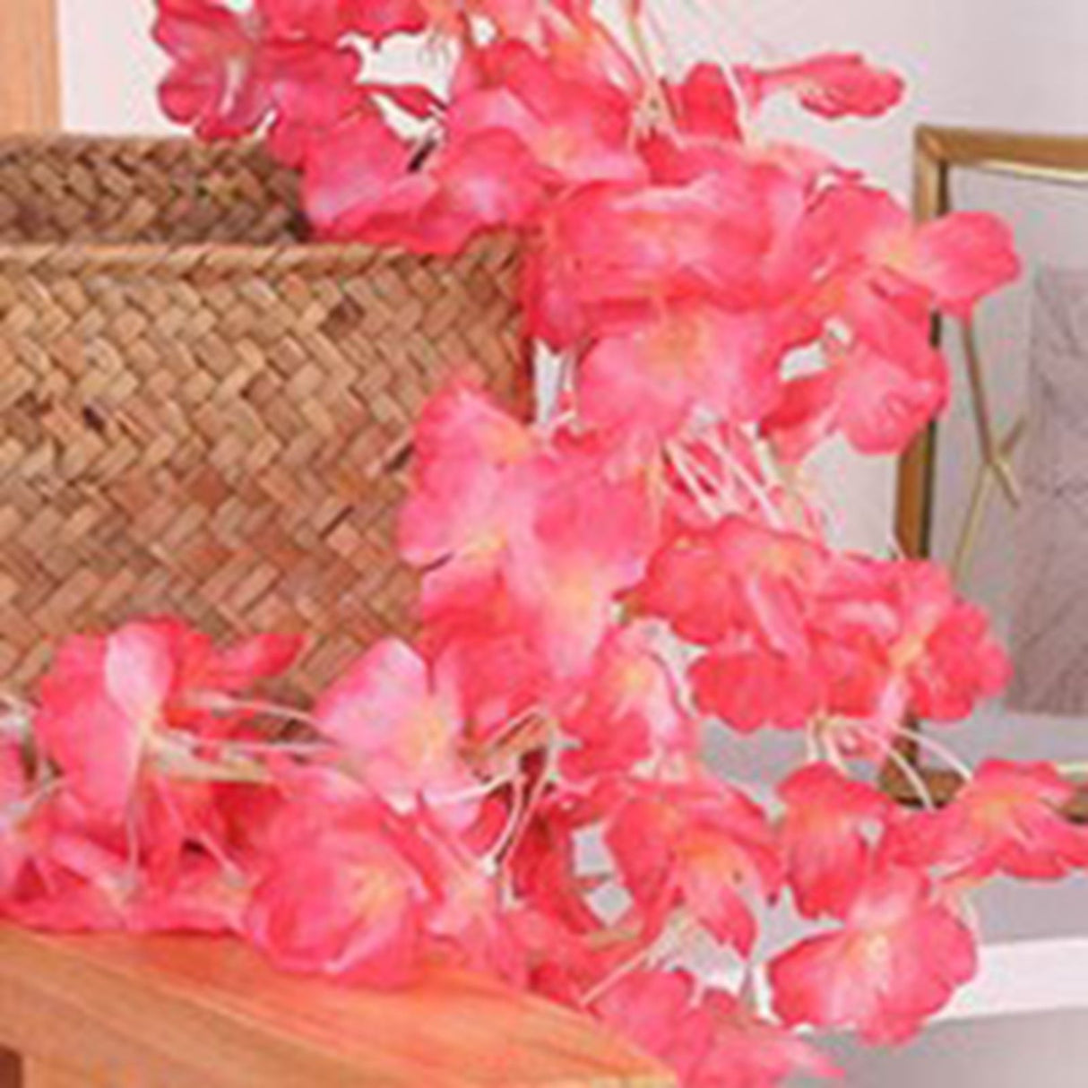 1.8m 256 Simulated Artificial Sakura Flower Garland Hanging Vines for Spring Home Room Wedding Party Decor Rose Red