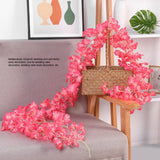 1.8m 256 Simulated Artificial Sakura Flower Garland Hanging Vines for Spring Home Room Wedding Party Decor Rose Red - Extra Image