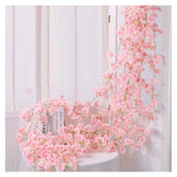 1.8m 256 Simulated Artificial Sakura Flower Garland Hanging Vines for Spring Home Room Wedding Party Decor Light Pink