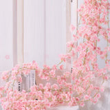 1.8m 256 Simulated Artificial Sakura Flower Garland Hanging Vines for Spring Home Room Wedding Party Decor Light Pink - Front View