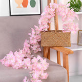 1.8m 256 Simulated Artificial Sakura Flower Garland Hanging Vines for Spring Home Room Wedding Party Decor Light Pink