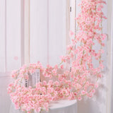 1.8m 256 Simulated Artificial Sakura Flower Garland Hanging Vines for Spring Home Room Wedding Party Decor Light Pink - Top-Down View
