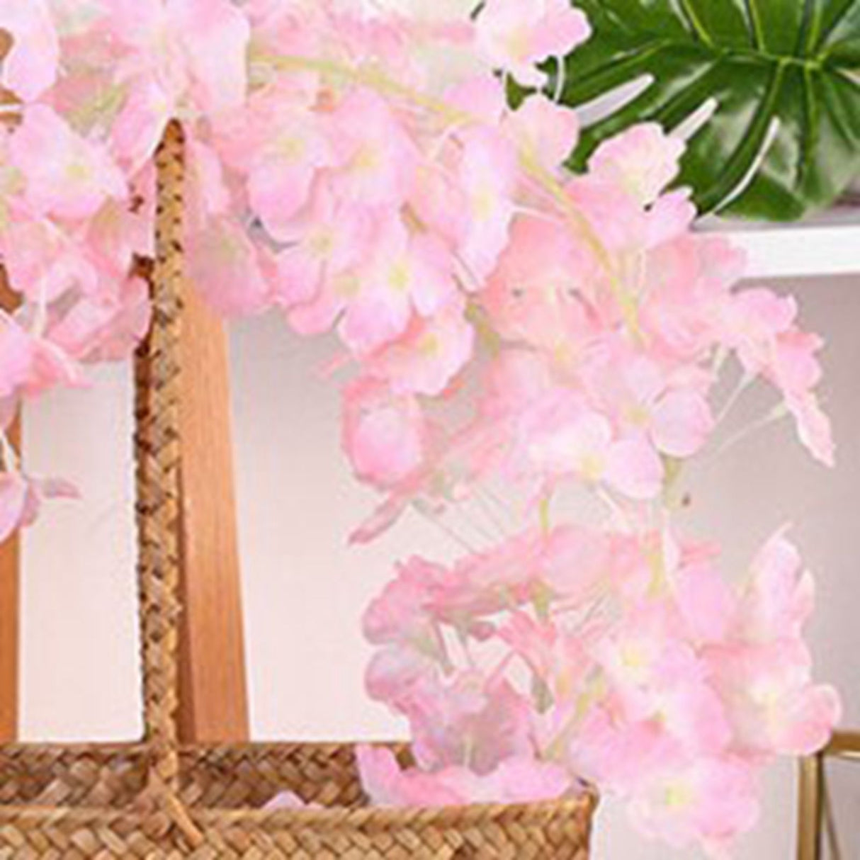 1.8m 256 Simulated Artificial Sakura Flower Garland Hanging Vines for Spring Home Room Wedding Party Decor Light Pink