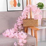 1.8m 256 Simulated Artificial Sakura Flower Garland Hanging Vines for Spring Home Room Wedding Party Decor Light Pink