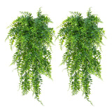 2pcs Artificial Hanging Plants Fern Plastic Green Fake Wall Hanging Ferns Plants for Garden Wedding Decoration
