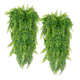 2pcs Artificial Hanging Plants Fern Plastic Green Fake Wall Hanging Ferns Plants for Garden Wedding Decoration