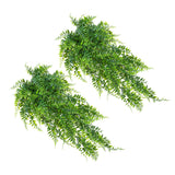2pcs Artificial Hanging Plants Fern Plastic Green Fake Wall Hanging Ferns Plants for Garden Wedding Decoration - Side View