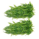 2pcs Artificial Hanging Plants Fern Plastic Green Fake Wall Hanging Ferns Plants for Garden Wedding Decoration - Top-Down View