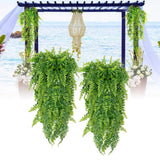 2pcs Artificial Hanging Plants Fern Plastic Green Fake Wall Hanging Ferns Plants for Garden Wedding Decoration - 45-Degree Angle