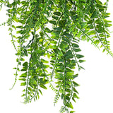 2pcs Artificial Hanging Plants Fern Plastic Green Fake Wall Hanging Ferns Plants for Garden Wedding Decoration - Close-Up Angle