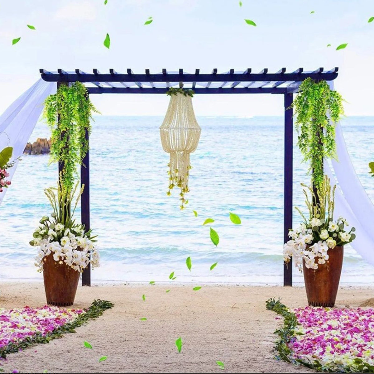 2pcs Artificial Hanging Plants Fern Plastic Green Fake Wall Hanging Ferns Plants for Garden Wedding Decoration