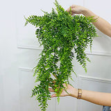 2pcs Artificial Hanging Plants Fern Plastic Green Fake Wall Hanging Ferns Plants for Garden Wedding Decoration